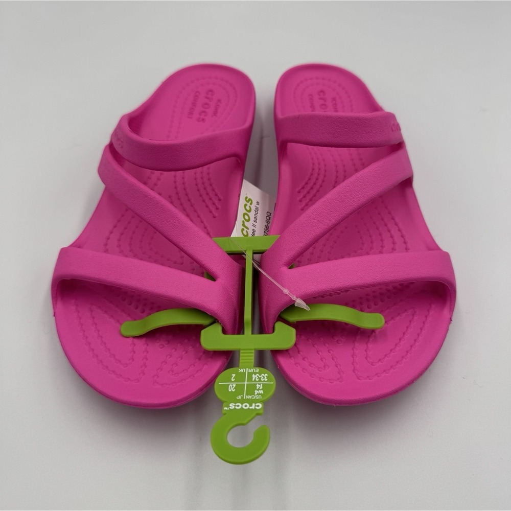 Crocs Kadee II Pink Sandal Girls Size 4 Strappy 206756-6QQ New With Tags